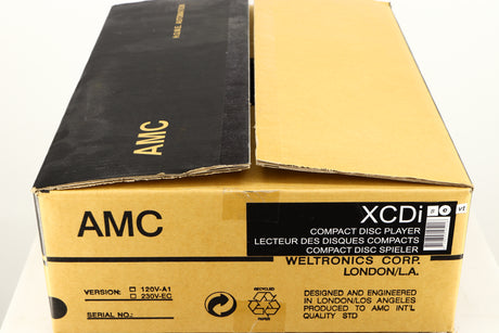 Box for a used AMC XCDise-vt CD Player With MD5404us2 Tube Output in a black finish