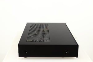Left side view of a used AMC XCDise-vt CD Player With MD5404us2 Tube Output in a black finish