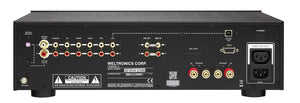 Rear view of an AMC XIA100se Stereo Integrated Amplifier in a black finish