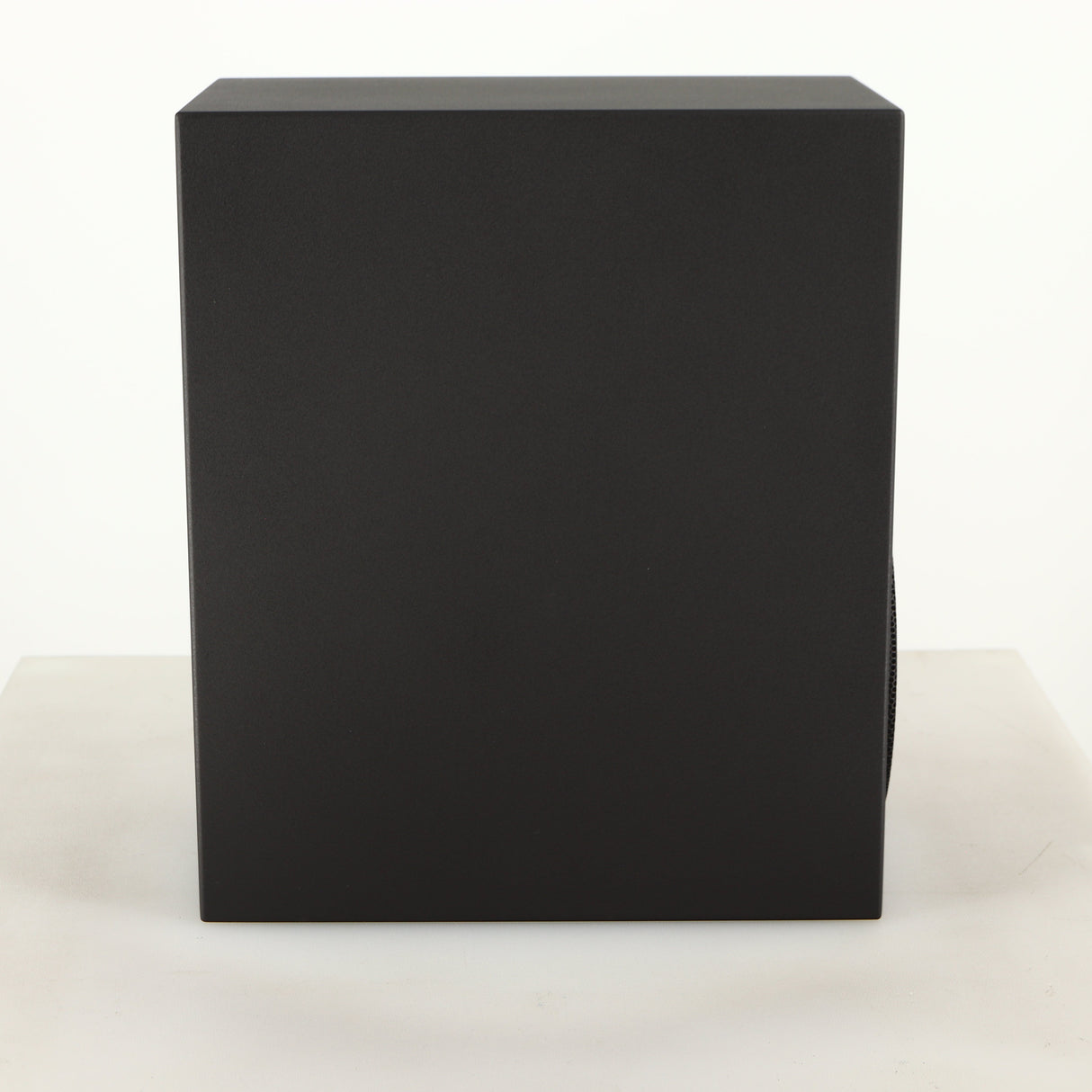 Left side view of a used Amphion Helium 410 Standmount Speaker in a black finish