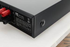 Rear right corner view of a used Arcam A19 Integrated Amplifier in Black finish