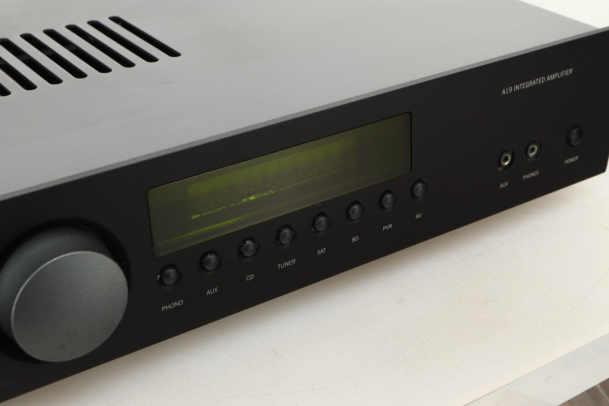 Close up view of a used Arcam A19 Integrated Amplifier