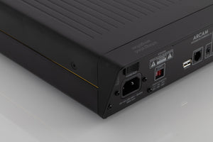 Rear left corner view of a used Arcam A25 Radia Integrated Amplifier