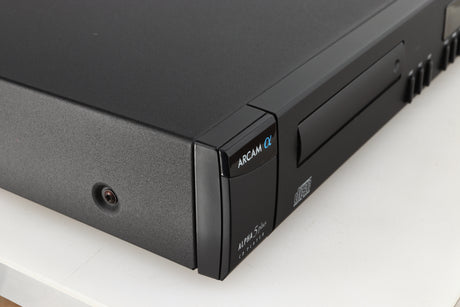 Front left corner of a used Arcam Alpha 5 Plus CD Player in a black finish