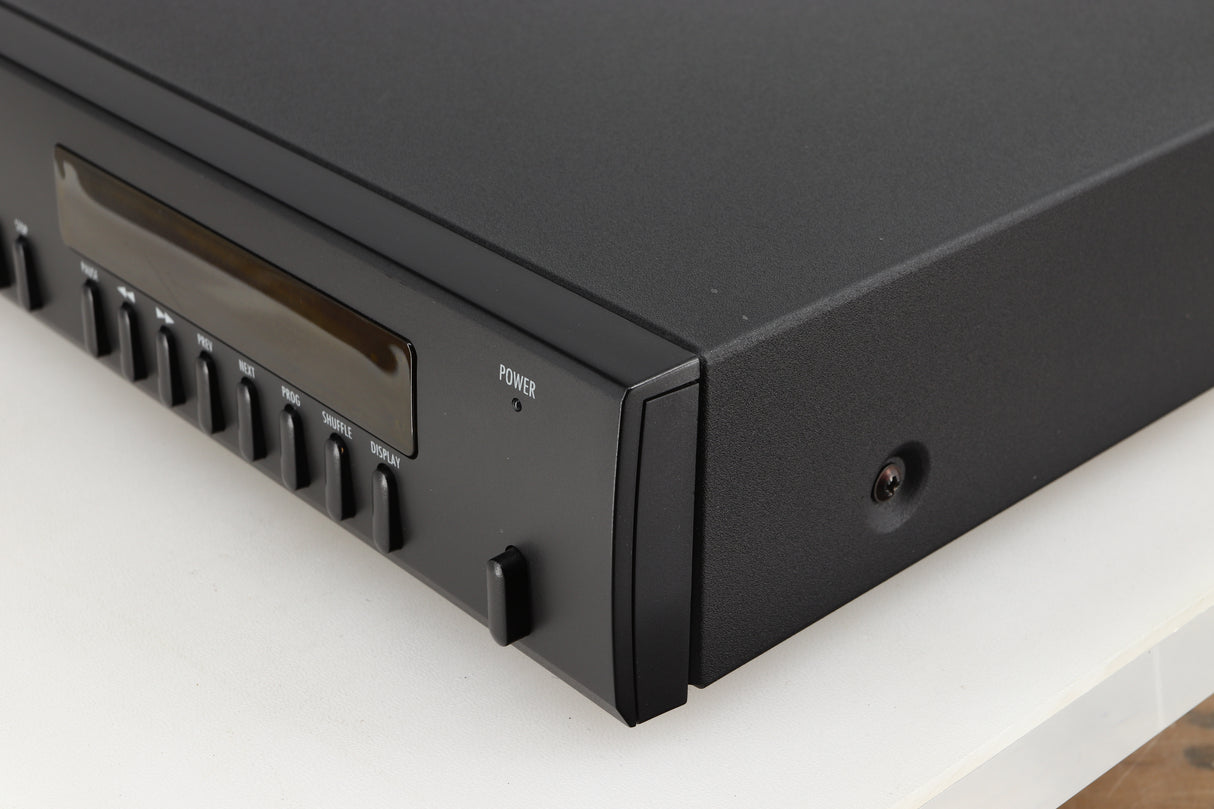 Front right corner of a used Arcam Alpha 5 Plus CD Player in a black finish
