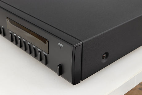 Front right corner of a used Arcam Alpha 5 Plus CD Player in a black finish