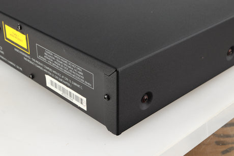 Rear left corner of a used Arcam Alpha 5 Plus CD Player in a black finish