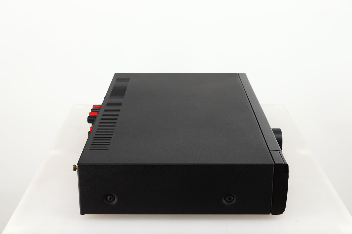 Left side view of a used Arcam Alpha 5 Plus Integrated Amplifier in a black finish