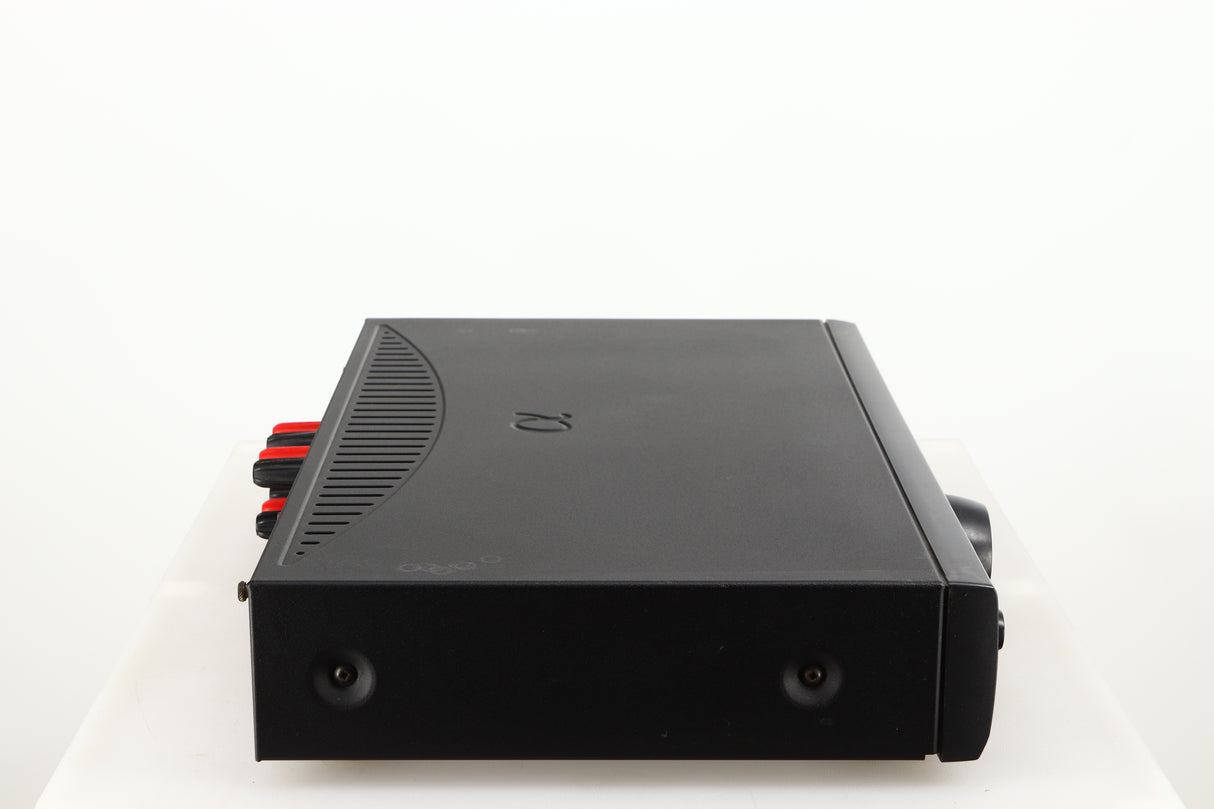 Left side view of a used Arcam Alpha 8R Integrated Amplifier in a black finish
