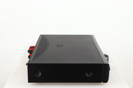 Left side view of a used Arcam Alpha 8R Integrated Amplifier in a black finish