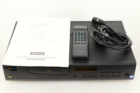 View of a used Arcam Alpha 9 CD Player showing mains cable, manual, and remote