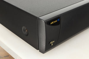 Front left corner view of a used Arcam Alpha 9 Power Amplifier