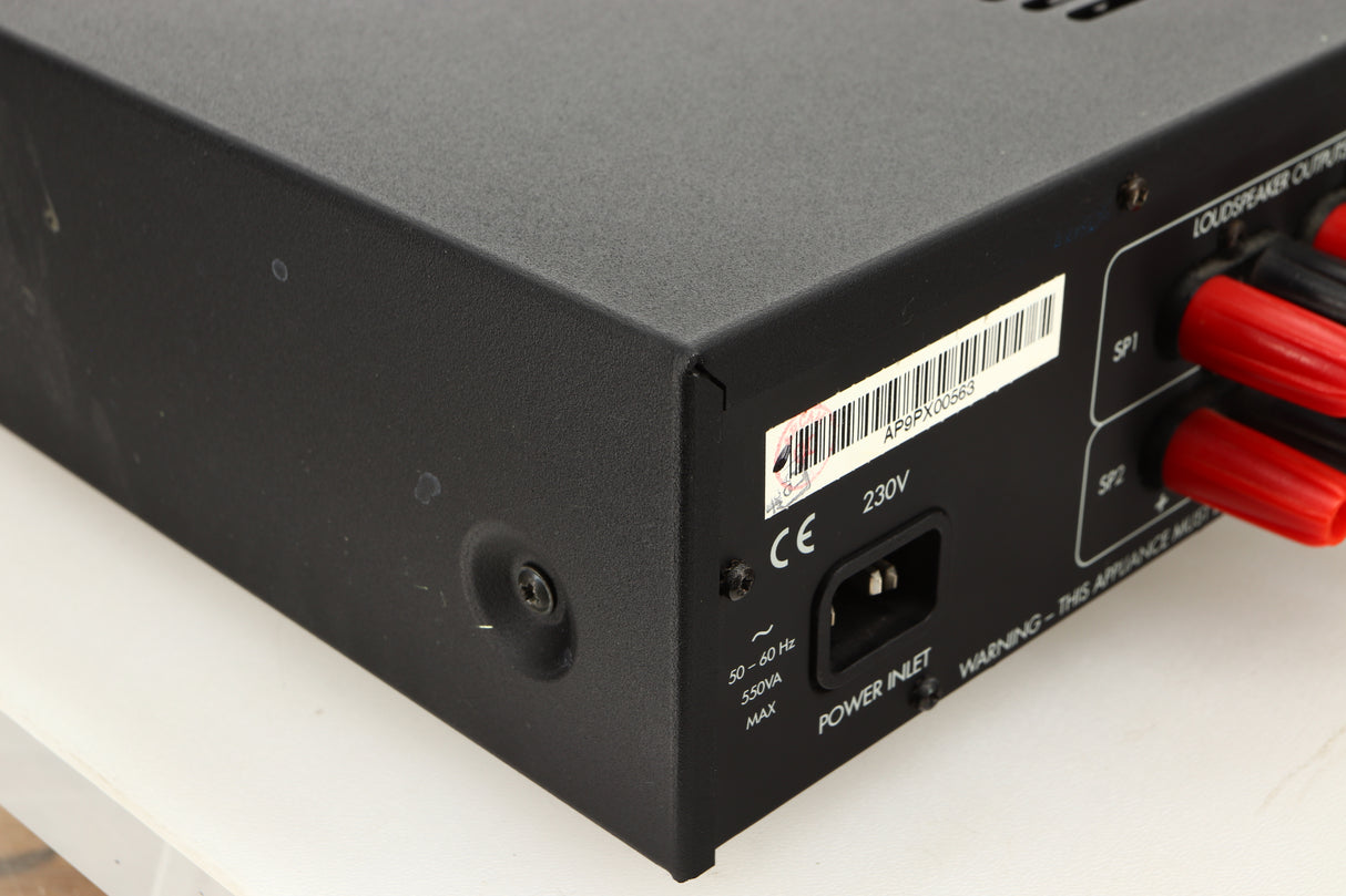 Rear left corner view of a used Arcam Alpha 9 Power Amplifier