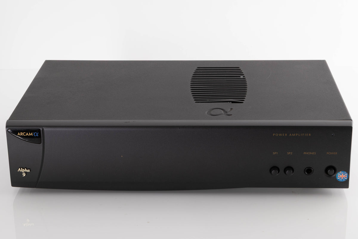 Front view of a used Arcam Alpha 9 Power Amplifier in a Black finish