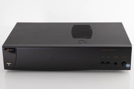 Front view of a used Arcam Alpha 9 Power Amplifier in a Black finish