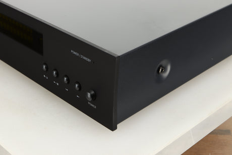 Front right corner view of a used Arcam CDS27 CD/Network Player in Black finish