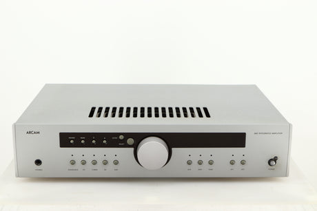 Front view of a used Arcam Diva A85 Integrated Amplifier in a silver finish