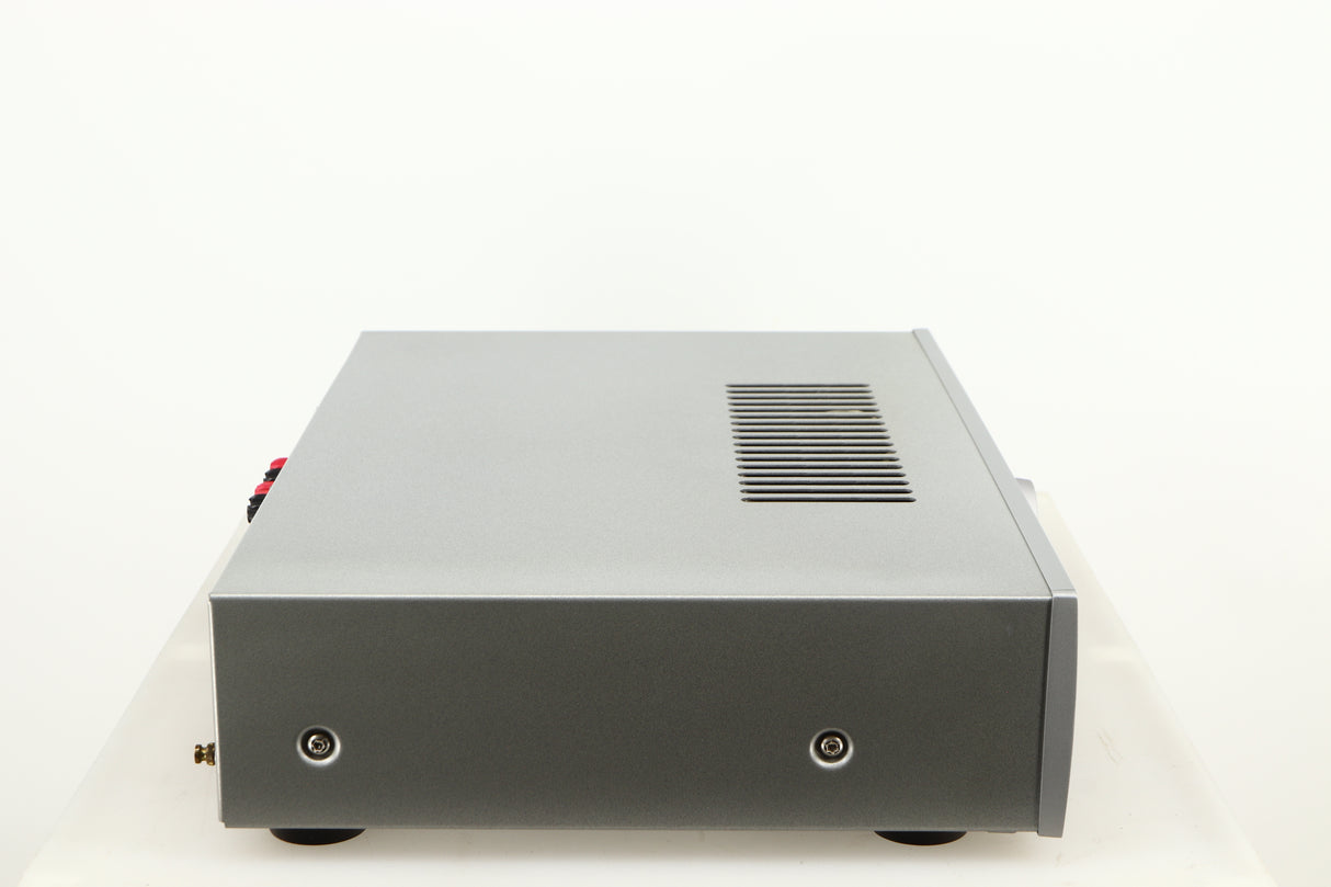 Left side view of a used Arcam Diva A85 Integrated Amplifier in a silver finish