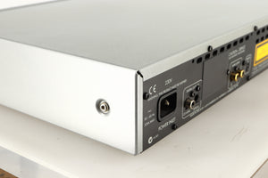 Rear right corner of a used Arcam Diva CD72 CD Player in a silver finish