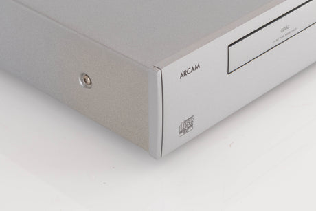 Front left corner view of a used Arcam DiVA CD82T CD Player in Silver