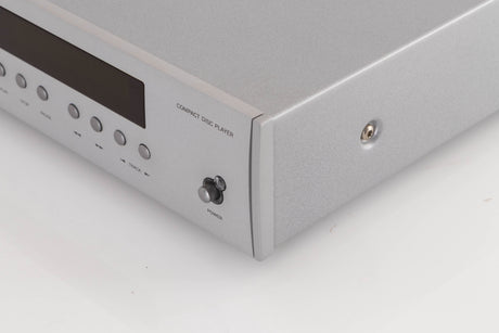 Front right corner view of a used Arcam DiVA CD82T CD Player in Silver