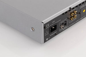 Rear left corner view of a used Arcam DiVA CD82T CD Player in Silver