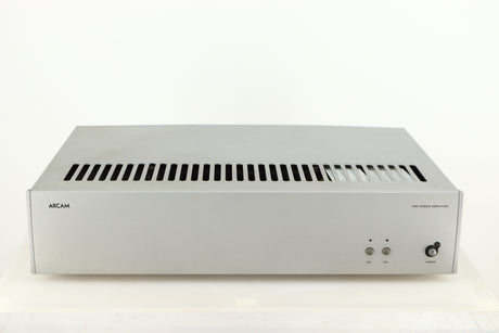 Front view of a used Arcam P85/3 Power Amplifier in a silver finish