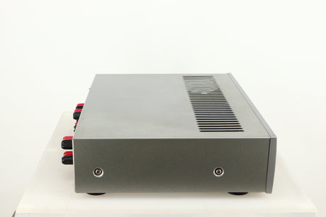 Left side view of a used Arcam P85/3 Power Amplifier in a silver finish