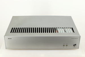 Top of a used Arcam P85/3 Power Amplifier in a silver finish