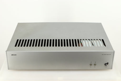 Top of a used Arcam P85/3 Power Amplifier in a silver finish