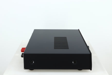 Left side view of a used Arcam FMJ A19 Integrated Amplifier in a black finish