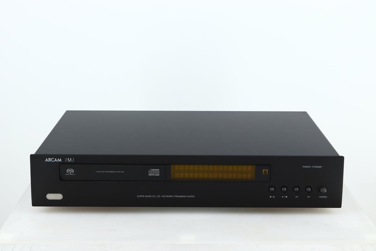 Front view of a used Arcam FMJ CDS27 CD Player in a black finish
