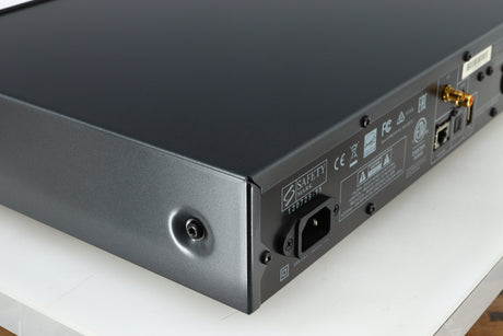 Rear right corner of a used Arcam FMJ CDS27 CD Player in a black finish