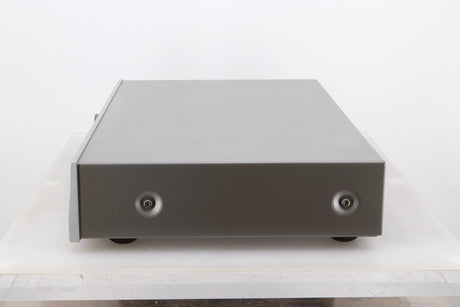 Right side view of a used Arcam FMJ T32 FM / DAB Tuner in a silver finish
