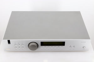 Top of a used Arcam FMJ T32 FM / DAB Tuner in a silver finish