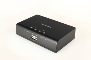 Close up of a used Arcam ir-DAC-II Digital Analogue Converter in a black finish showing light marks on fascia