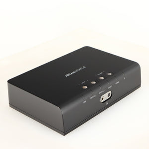 Front left corner of a used Arcam ir-DAC-II Digital Analogue Converter in a black finish
