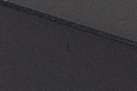 Close up of a used Arcam P349 Power Amplifier in a Black finish showing small nick on left side
