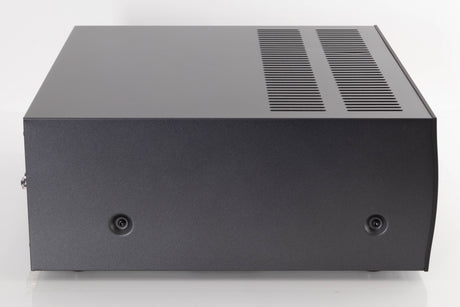 Left side view of a used Arcam P349 Power Amplifier in a Black finish