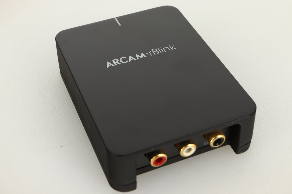 Close up view of a used Arcam R-Blink Bluetooth Receiver