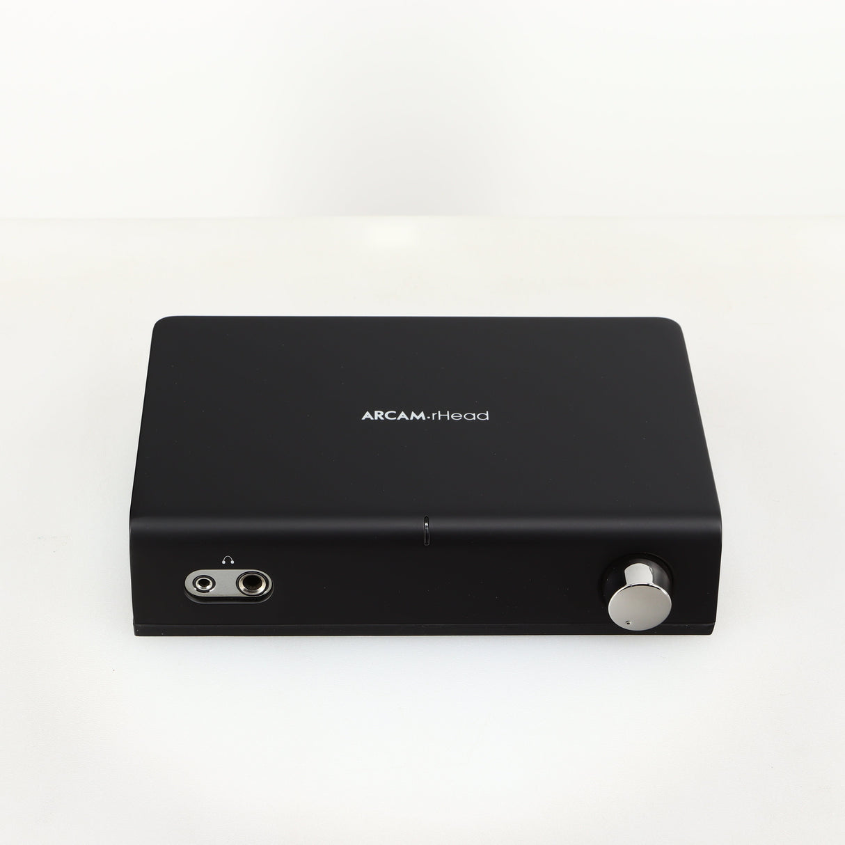Top of a used Arcam rHead Headphone Amplifier in a black finish