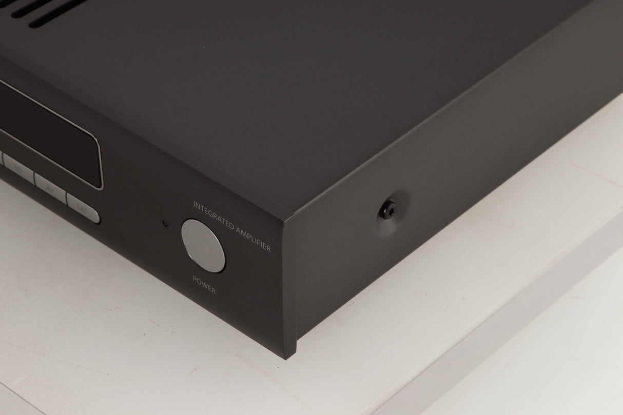 Front right corner view of a used Arcam SA20 Integrated Amplifier