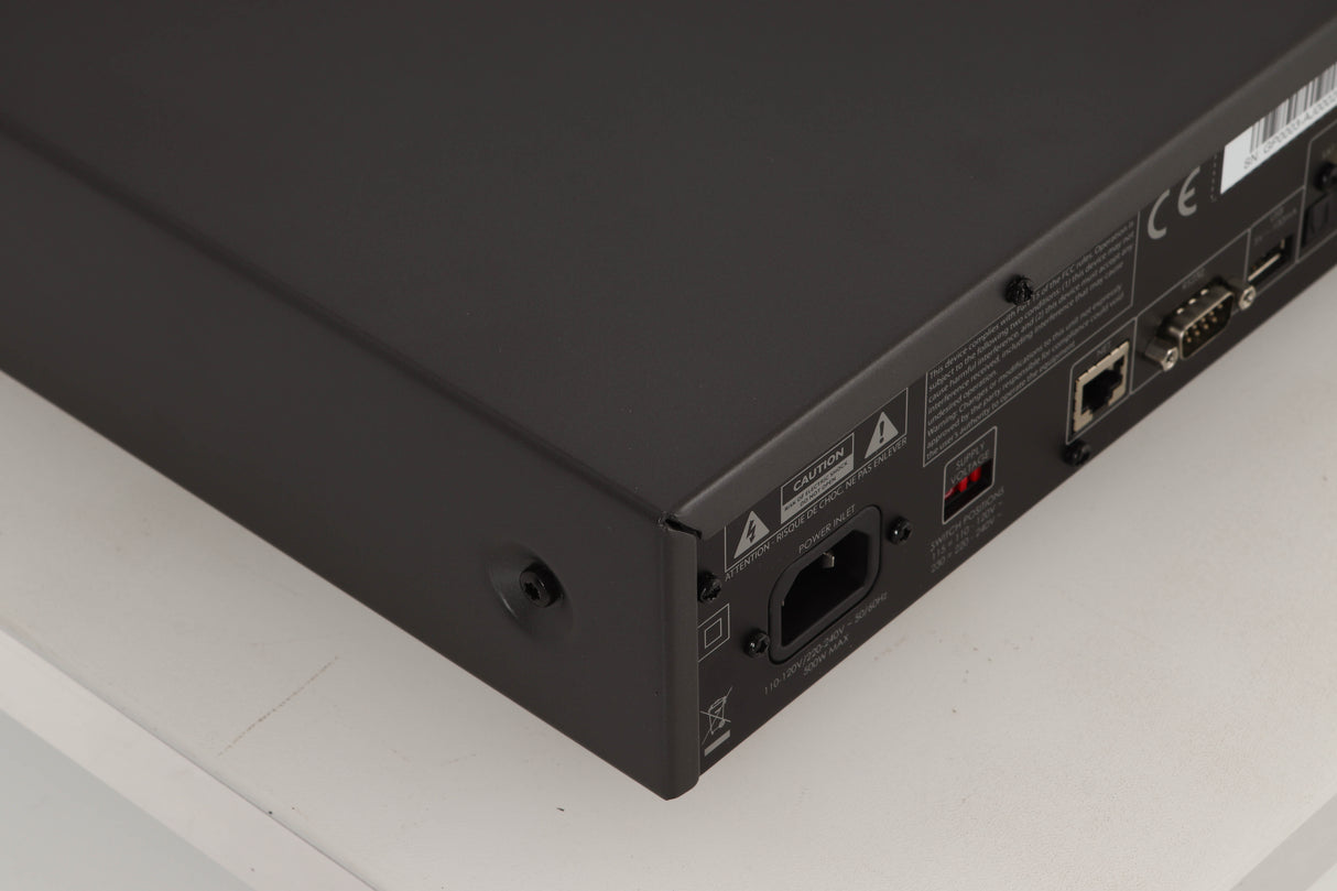 Rear left corner view of a used Arcam SA20 Integrated Amplifier