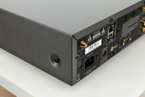 Rear left corner view of a used Arcam SA30 Integrated Amplifier 