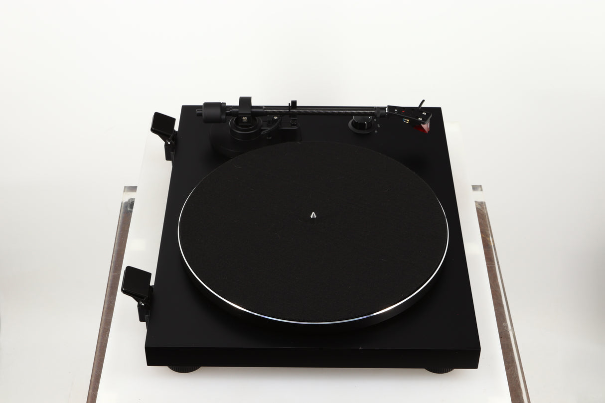Left side view of a used Argon TT-3 PLUS Turntable / Ortofon 2M Red Cartridge in a black finish