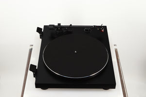 Left side view of a used Argon TT-3 PLUS Turntable / Ortofon 2M Red Cartridge in a black finish