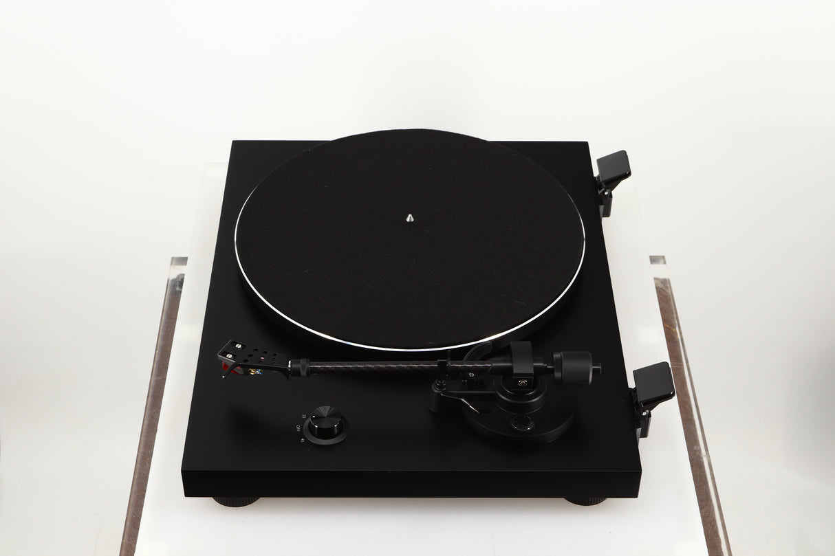 Right side view of a used Argon TT-3 PLUS Turntable / Ortofon 2M Red Cartridge in a black finish