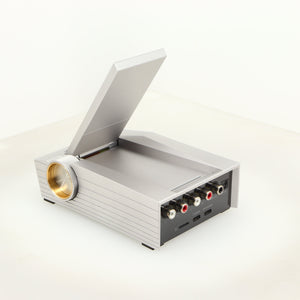 Rear right corner of a used Astrell & Kern Acro CA1000 Headphone Amplifier in a silver finish