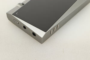 Corner view of a used Astell & Kern SR25 64gb Player in Silver finish