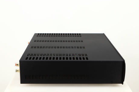 Left side view of a used Astin Trew AT2-2100 Integrated Amplifier in a black finish